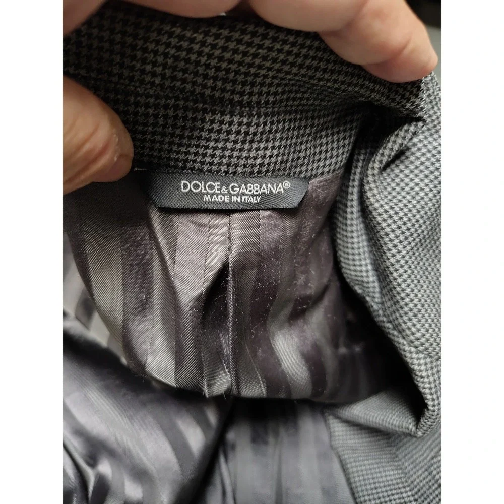 Dolce & Gabbana Gold Mens Blazer 3 Button Micro Houndstooth Sport Coat Italy